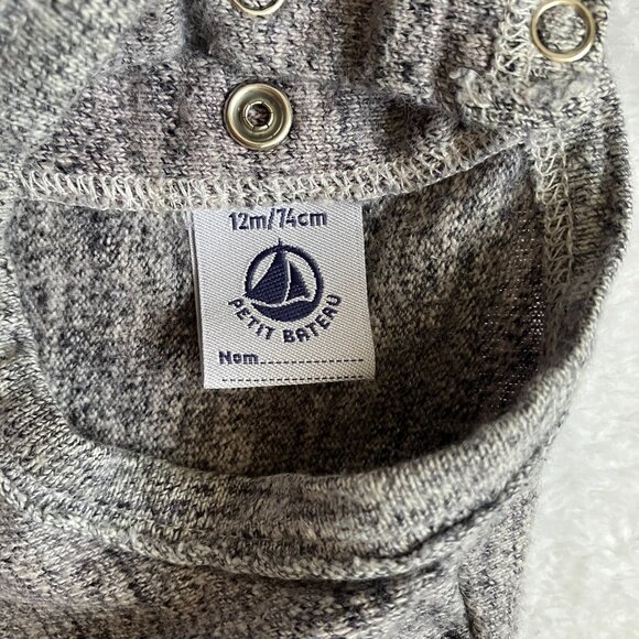 Petit Bateau 12M Grey Textured Long Sleeve Dress VGUC Baby Girl - Picture 6 of 16